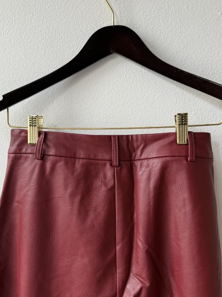 Parentezi Milo Faux Leather Wide Leg Pant Cherry Red Xs — image 4 of 6